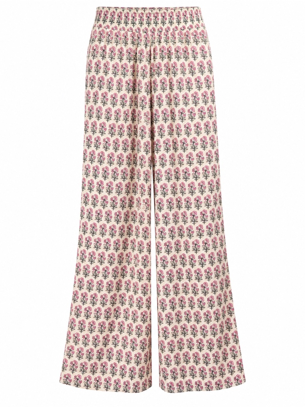 Entro Block Print Floral Wide Leg Pants Pink Ivory Size Small